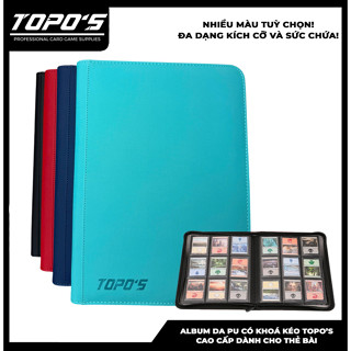   Binder Album đựng card  Sổ thẻ da PU TOPO'S có khóa kéo cho thẻ bài Yugioh Pokemon Card Game. 