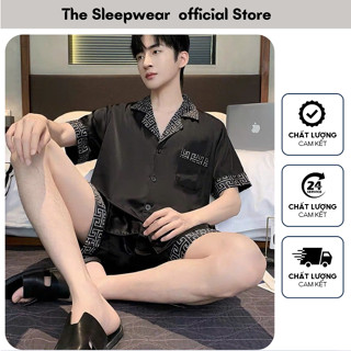 Bộ pyjama lụa Latin tay ngắn cho nam -Set Bộ mặc nhà quần ngắn cộc tay - Kiểu dáng mới nhất 2025.