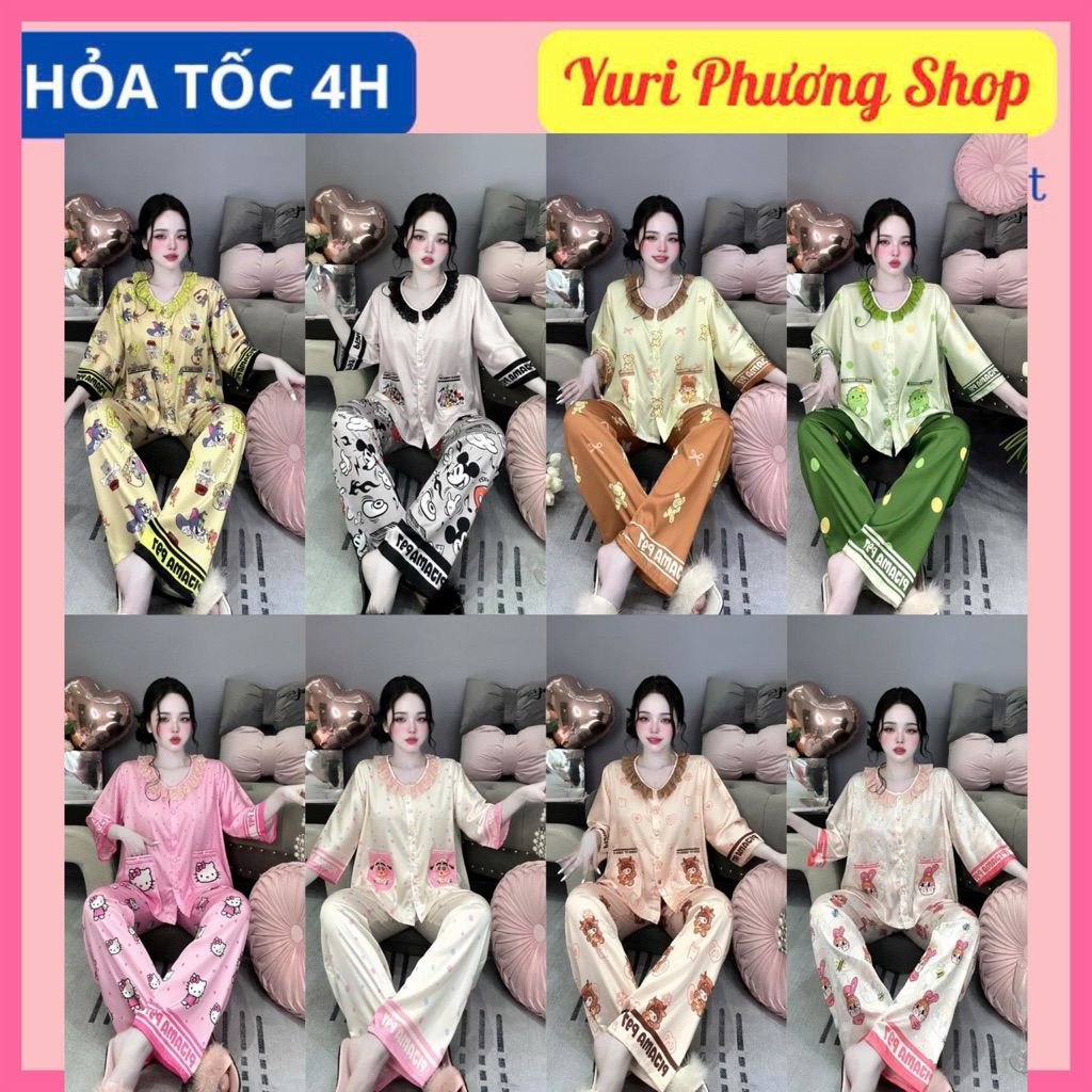 Bộ pijama nữ tay lững quần dài cao cấp, đồ bộ pijama thiết kế nhiều mẫu mới, pijama nữ lụa cao cấp g