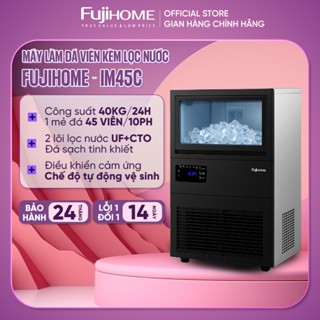 Máy làm đá viên sạch 40KG/ngày kèm lọc nước UF Fujihome IM45C, công suất 40 viên/ lần màn hình LED, thùng chứa 6KG