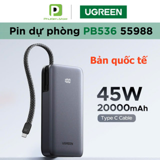 [HỎA TỐC HCM] Pin Sạc dự phòng Ugreen PB536 ( 55988 ) 20.000mAh 45W  | Tích hợp Cáp C | Hỗ trợ Samsung 45W