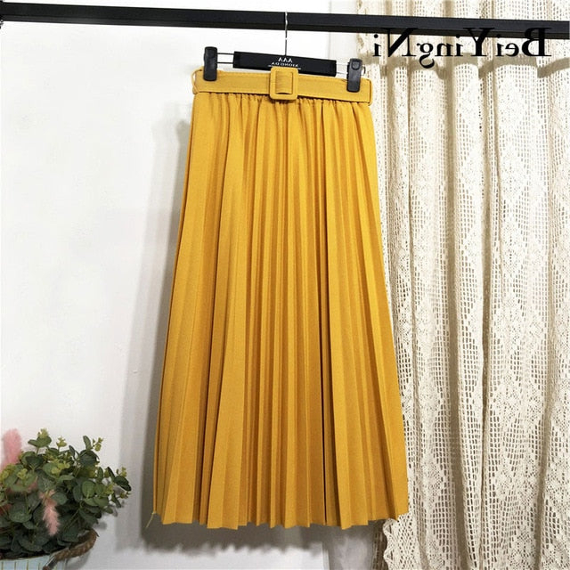 Chân váy xếp ly dài Tặng kèm đai