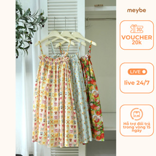 Váy bầu hai dây Meybe thô cotton siêu thoáng mát váy mùa hè bigsize dáng suông cho mẹ bầu