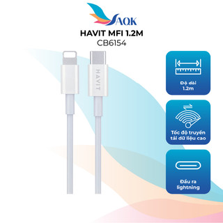 Cáp Type-C to Lightnng Havit MFI 1.2m CB6154 - Hàng chính hãng