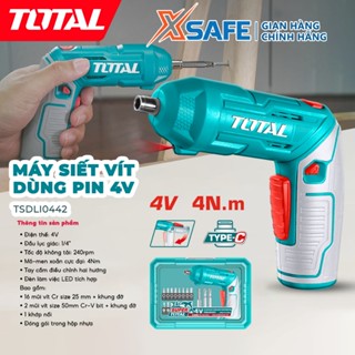 Máy siết vít dùng pin 4V TOTAL TSDLI0442 - Mômen xoắn 4Nm - Tốc độ 240rpm - Tay cầm 2 chế độ - XSAFE