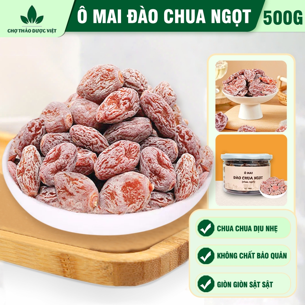 Đào chua ngọt 500g, ô mai xí muội đào chua ngọt không hạt, ăn vặt, pha đồ uống thơm ngon
