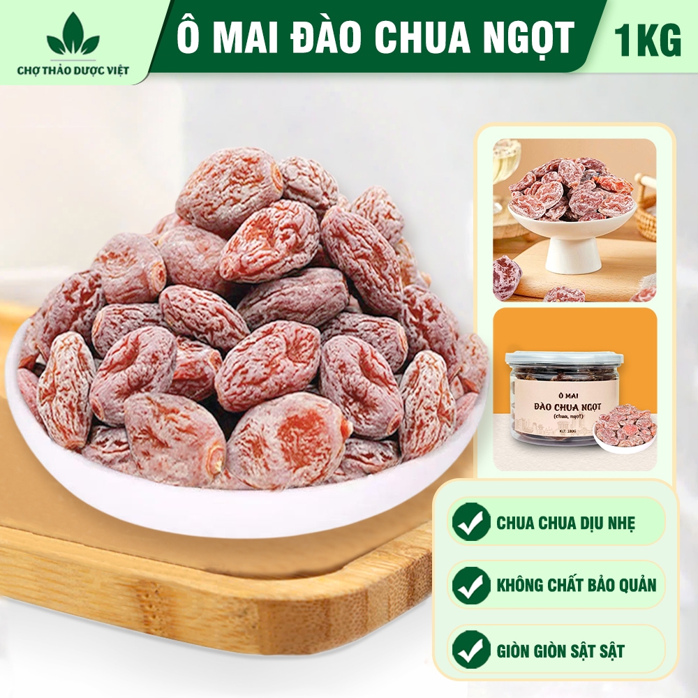 Đào chua ngọt 1kg, ô mai xí muội đào chua ngọt không hạt, ăn vặt, pha đồ uống thơm ngon