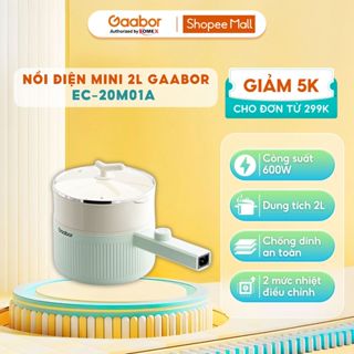 Nồi điện mini đa năng dung tích 1,5L GAABOR GR-N15A,  EC-20M01A phủ lớp chống dính, công suất 600W chỉnh 2 mức nhiệt