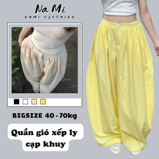 Quần Gió Dáng Thụng Nami Cạp Chun Bigsize, Quần Vải Dù Túi Bên Sườn 447