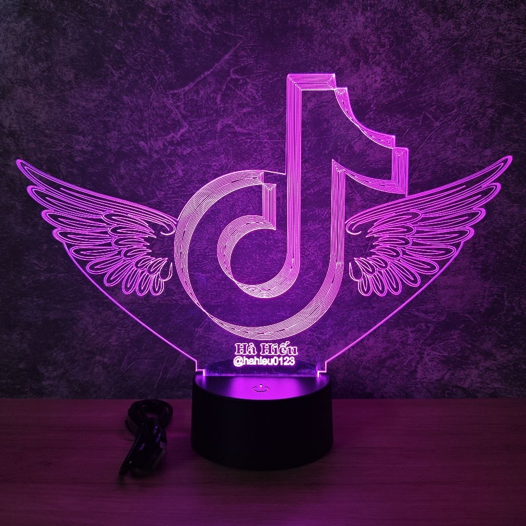 Đèn LED 3D Tiktok Thiết Kế Tên Theo Yêu Cầu - Đèn Decor Acrylic Trong Suốt 7 Màu Sáng Cảm Ứng USB 3D