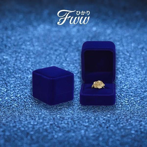 [Quà Tặng] Hộp đựng nhẫn Bo góc Xanh nhung Sapphire - Dùng để đựng nhẫn, khuyên tai