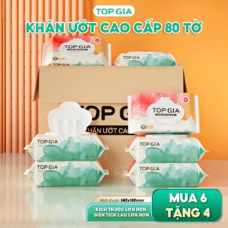 [PHIÊN BẢN MỚI] Khăn ướt 80 tờ 1 bịch mềm mại Topgia giấy ướt không mùi, an toàn cho mọi làn da
