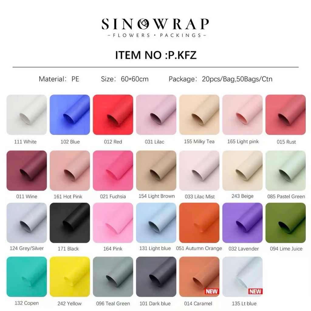 giấy xốp hàn quốc gói hoa 20 tờ 60x60 ( *khách xem bảng màu để chọn mã màu chuẩn nhất ạ )