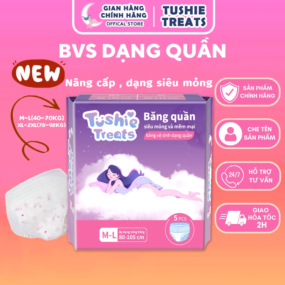 [Che tên SP] Băng vệ sinh dạng quần TUSHIE TREATS, đủ size M/L（40-70KG）, XL/2XL(78-98KG)