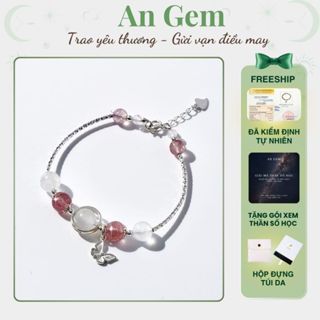 Vòng tay nữ bạc S925 đá tự nhiên An Gem mix charm bướm móc cài freesize, lắc tay nữ đá phong thủy năng lượng hợp mệnh