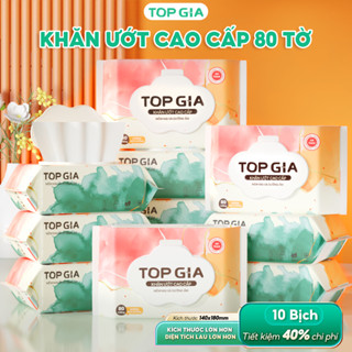 [PHIÊN BẢN MỚI] Thùng 12 gói Khăn ướt 80 tờ Topgia giấy ướt không mùi không parabens mềm mịn an toàn dành cho em bé
