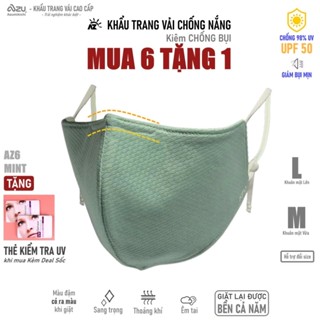  Khẩu trang vải chống nắng 3 lớp chống Tia UV chống Bụi Mịn Azumikichi Ngọc Mint có Nẹp Mũi - AZ6 