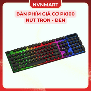 Bàn phím giả cơ PK100 có dây nút tròn LED chống nước chuyên game, văn phòng