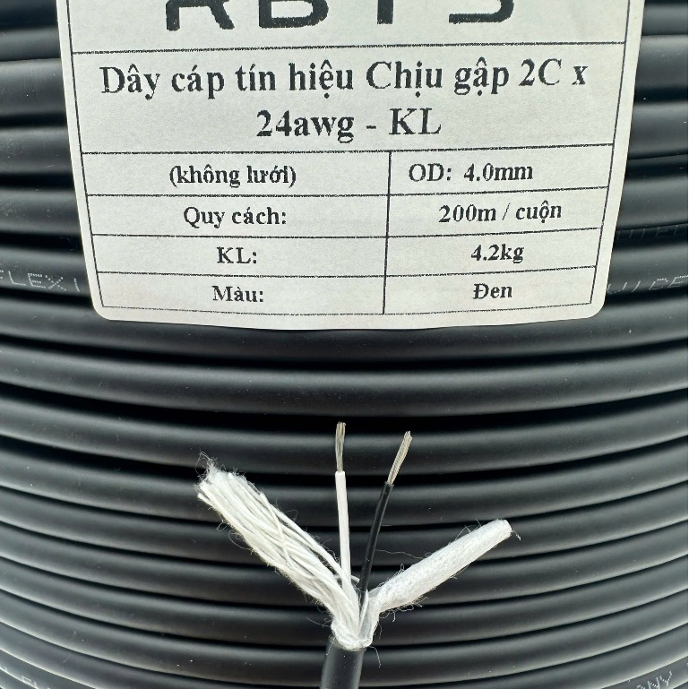 Dây cáp tín hiệu chịu gập 2 lõi, 4 lõi, 5 lõi, 6 lõi, 8 lõi, 10 lõi, 12 lõi  - không lưới