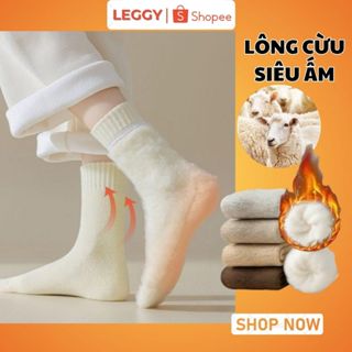 Tất Chân Giữ Ấm Vớ Nữ Lông Mùa Đông Siêu Dày Mịn LEGGY Tông Màu Vintage - UP4001 