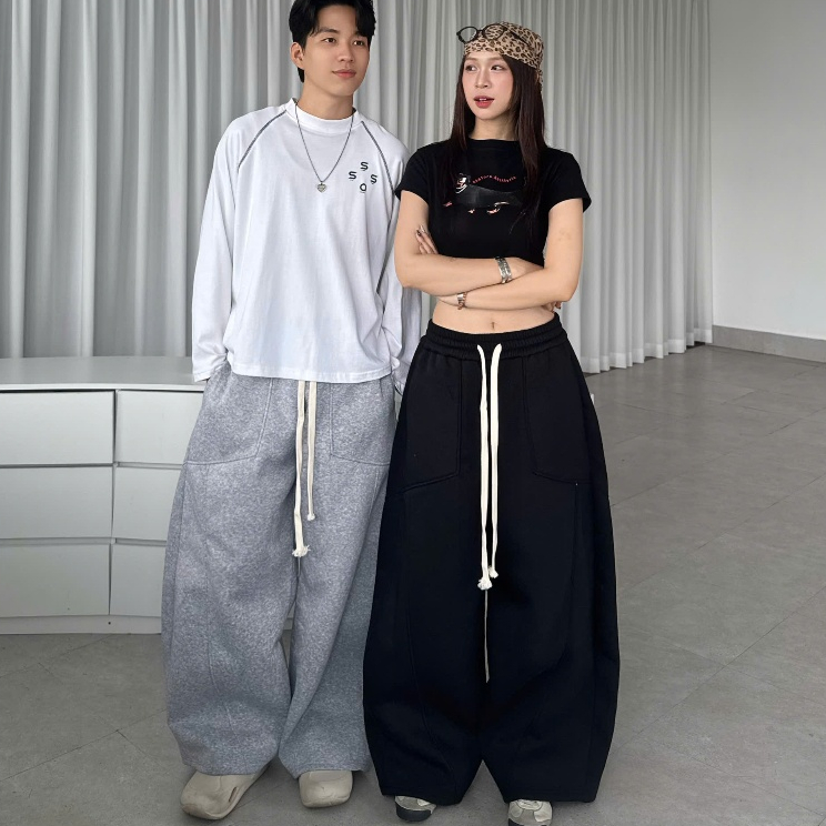 Quần Dài Nỉ Ép Hàn Ống Cong Form Unisex Tôn Dáng Nam Nữ | SSSTore.Aesthetic | BigBuy360 - bigbuy360.vn