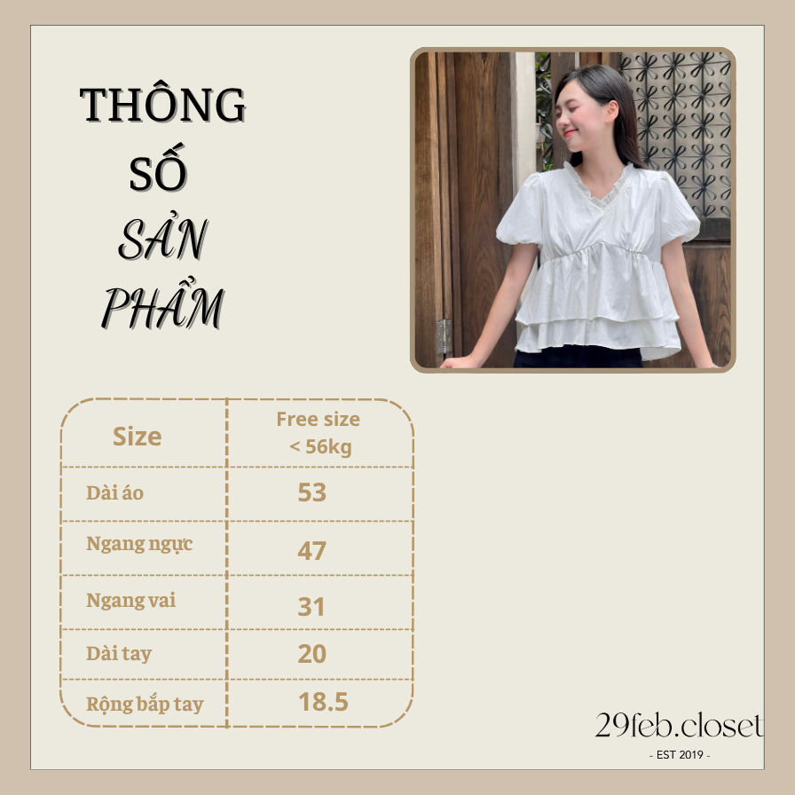 Áo kiểu nữ cổ tim hai tầng bèo nhún tay bồng, Áo babydoll cổ bèo gấu dễ thương thời trang hè -A562 - 29feb.closet | BigBuy360 - bigbuy360.vn
