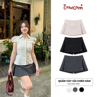 Quần Váy Bycamcam Cách Điệu Hàn Quốc Vải Chéo Hàn Đính Logo Nữ Tính CQA012