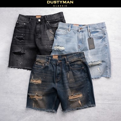Quần Short Jean Nam Amell Dustyman, Vải Denim Cotton 12Oz Cao Cấp,Rách Bụi Bặm