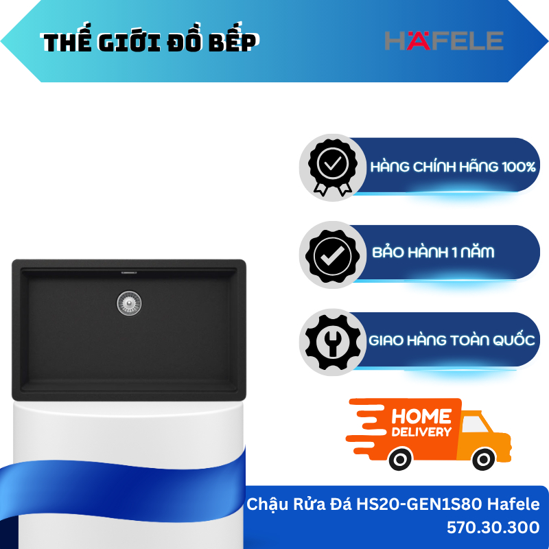 Chậu Rửa Đá HS20-GEN1S80 Hafele 570.30.300 - Chịu Nhiệt, Chịu Va Đập - TGB