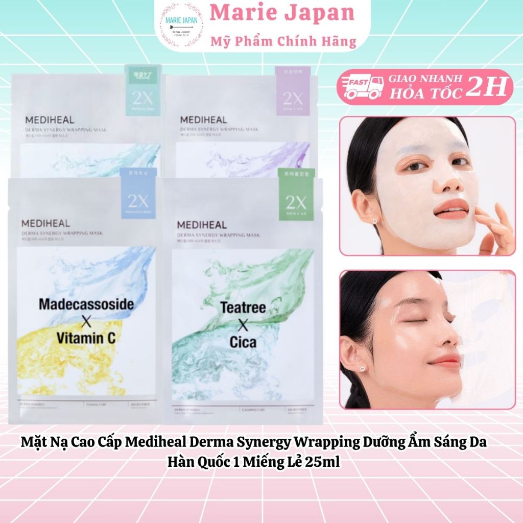 [1 MIẾNG LẺ] Mặt Nạ Cao Cấp Mediheal Derma Synergy Wrapping Dưỡng Ẩm Sáng Da Hàn Quốc