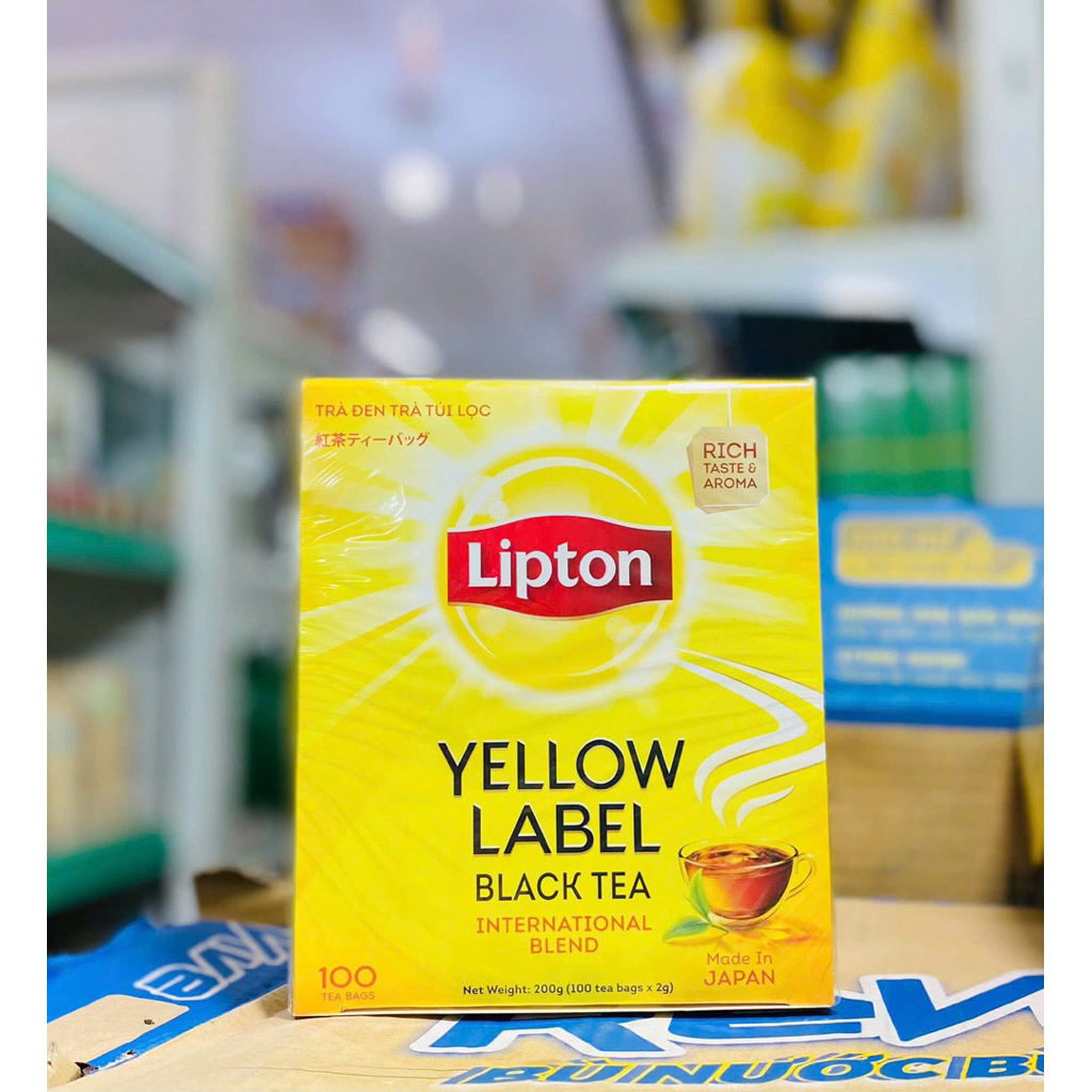 Trà Lipton Nhãn vàng túi lọc thơm ngon hộp 100 gói( combo trà tặng ly)
