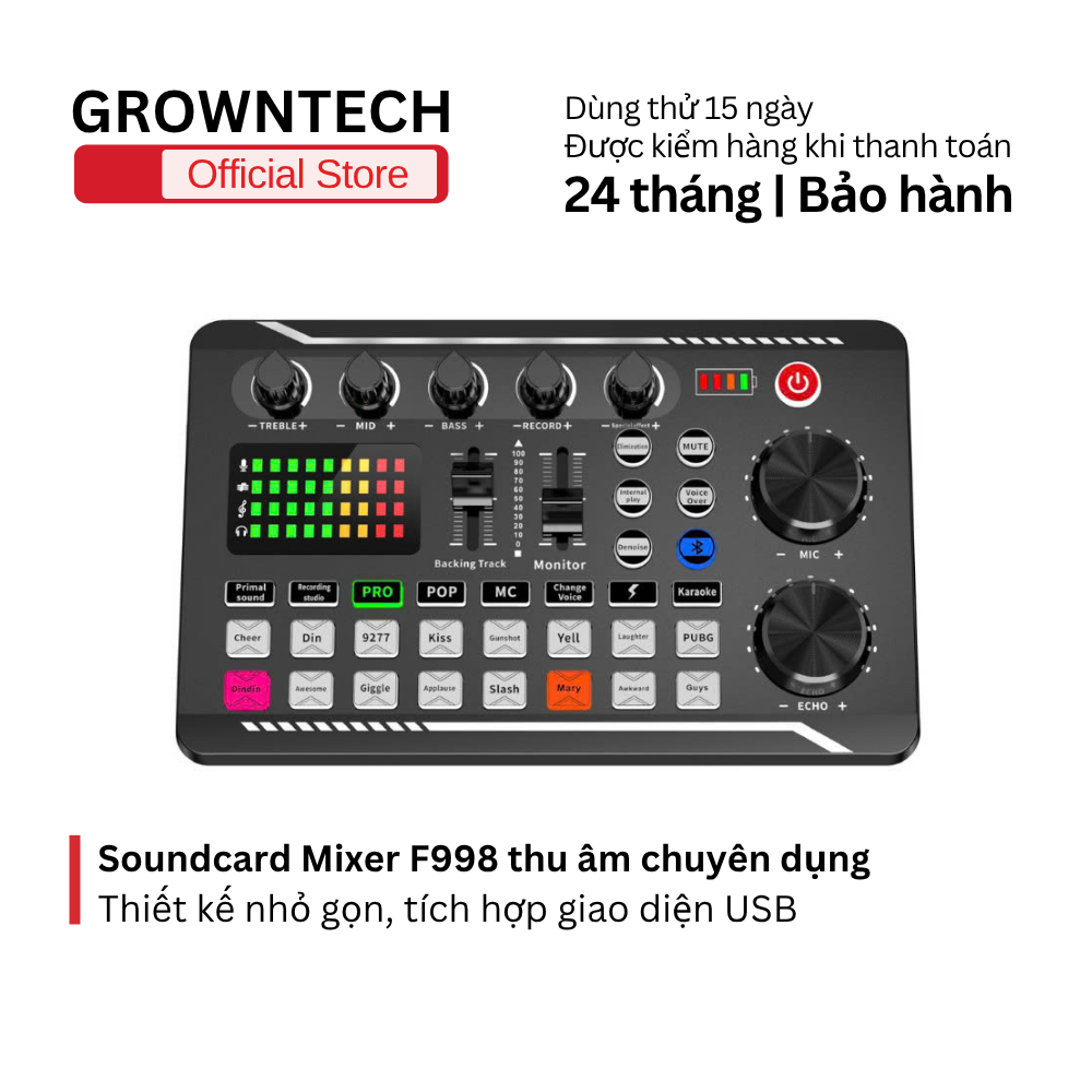 Soundcard Mixer F998 USB giao diện 4 kênh chuyên dụng, thiết kế nhỏ gọn, hỗ trợ livestream, ghi âm