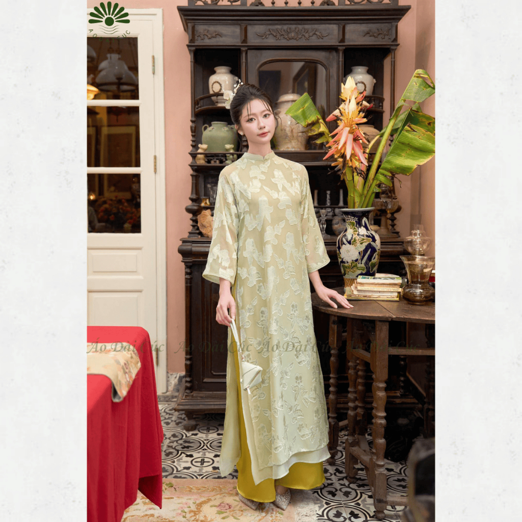 Áo dài cách tân 4 tà dáng suông Dư Hy nhẹ nhàng, thướt tha- Áo Dài Cúc | BigBuy360 - bigbuy360.vn