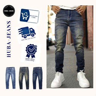 Quần jean nam HUBA-JEANS co giãn xanh RIÊU Menswear Pants Có Túi quần purple khôngrách Denim