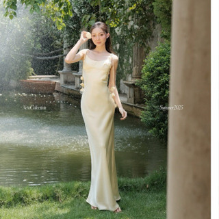  Đầm Lụa Dáng Dài Hai Dây Đính Hoa Chất Lụa Hàn Châu Cao Cấp - Váy Lụa Hai Dây Hoa Rơi Sang Chảnh Tôn Dáng - Elita Dress 