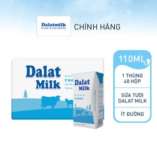 [LIVE STREAM] Thùng 48 hộp sữa tươi tiệt trùng Dalatmilk ít đường 110 ml (110 ml x 48)