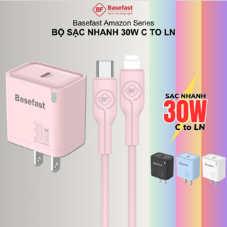Bộ sạc nhanh 30W Basefast Củ sạc PD30w kèm dây silicon siêu bền cho xs max 11 12 13 14 pro max