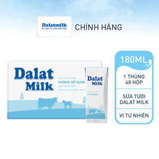 [LIVE STREAM] Thùng 48 hộp sữa tươi tiệt trùng Dalatmilk vị tự nhiên 180 ml (180 ml x 48)