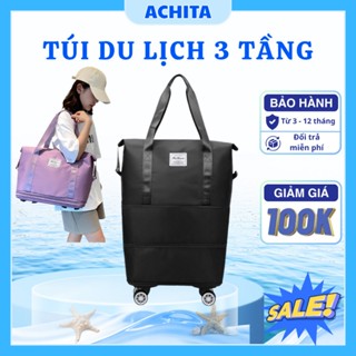  Túi kéo có bánh xe Achita 3 tầng cỡ lớn gấp gọn dễ dàng túi du lịch có bánh xe tháo rời tiện lợi 