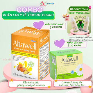    Combo cho mẹ đi sinh Altawell   Khăn lau gừng nghệ vệ sinh giữ ấm cơ thể nước rửa bình sữa Fuwa3e 
