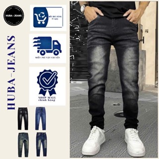 Quần jeans Nam đen wash cao cấp HUBA-JEANS Menswear Pants Denim form slimfit tôn dáng 