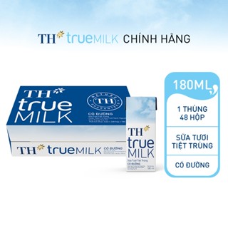 [LIVE STREAM] Thùng 48 hộp sữa tươi tiệt trùng TH true MILK có đường 180 ml (180 ml x 48)
