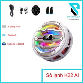  Quạt tản nhiệt sò lạnh K22 AI - Công suất cao làm lạnh cực nhanh - 6 chế độ đèn Led - AI tự động điều chỉnh nhiệt độ 