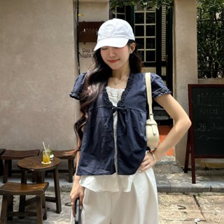 (PB.HAVANA) CÓ BIGSIZE Áo babydoll HAERIN kẻ caro 2 lớp phối viền bèo AO583