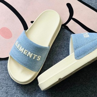  E07 - Dép Elements Classic Denim unisex chữ thêu Slipper M03 Dép Elements vải jean đế bằng nam nữ - Element 