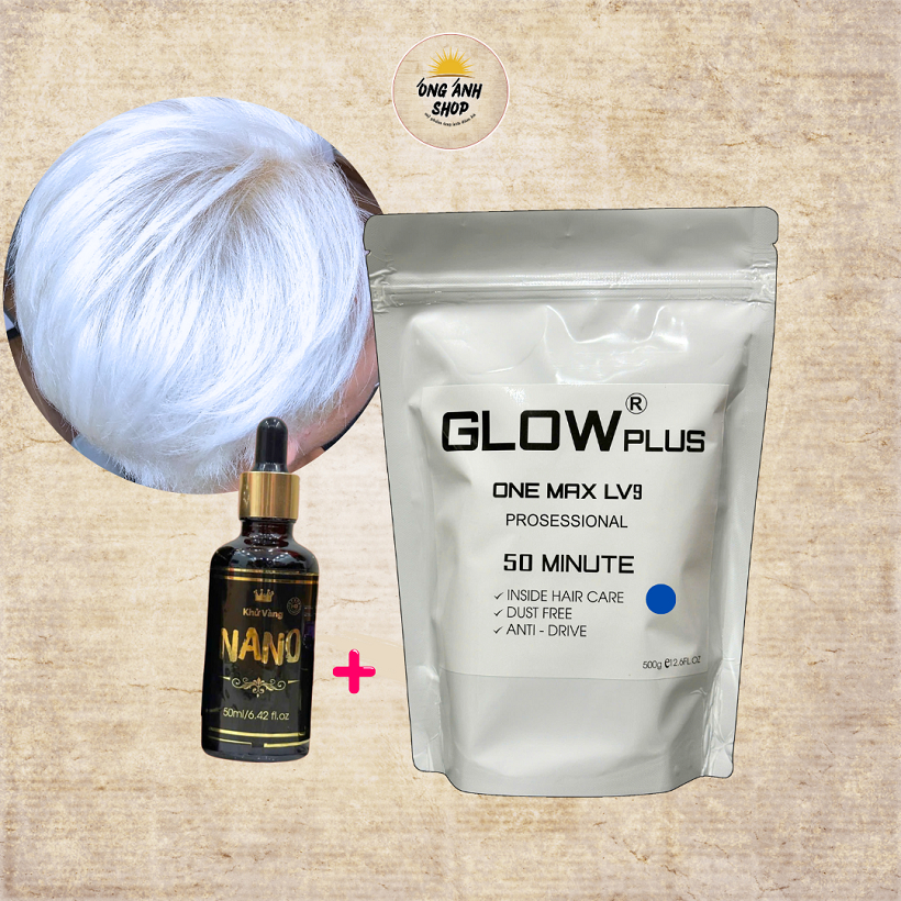 Bột Tẩy tóc Glow Plus Bột tẩy xanh tím mịn khử vàng nano 500g