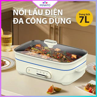 Bếp Điện Đa Năng 4 Trong 1 Nẩu Lẩu, Hấp, Chiên, Xào Công Suất 1400W, 7L, Nồi Nấu Điện Đa Chức Năng, 3 Mức Chỉnh Nhiệt