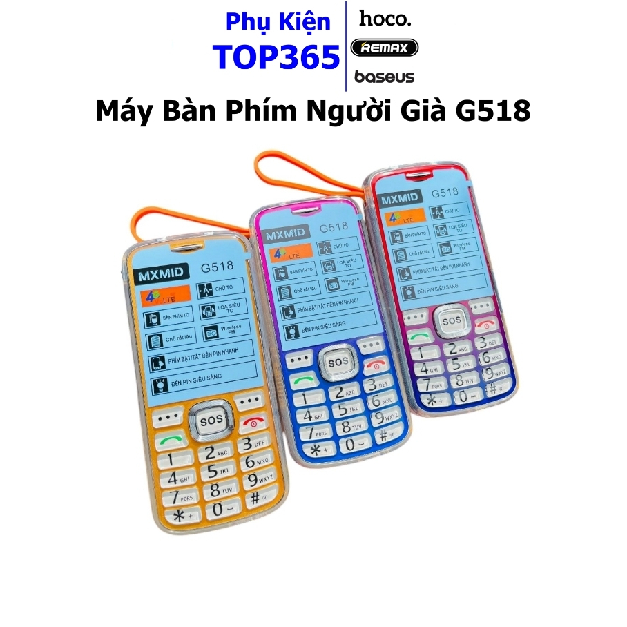 Điện Thoại Bàn Phím Người Già MXMID G518 4G 2 sim, bàn phím to, loa siêu to, đèn pin siêu sáng, có F