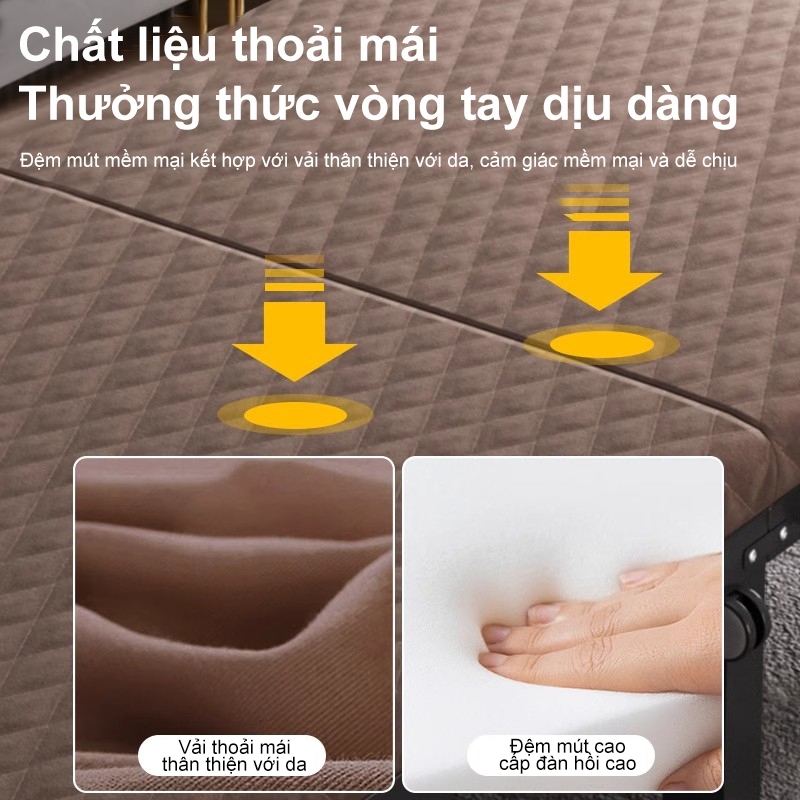 XUXU Giường gấp gon màu cà phê có thể ghép nối  Mút ngọc trai dày 3CM, mềm mại và êm ái | BigBuy360 - bigbuy360.vn