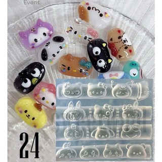  Khuôn Nặn Charm Nail 100 Mẫu KUROMI MELODY 3D Sắc Nét Hoa Bột Thú Nổi Gel UV Dụng Cụ Nail Hình Dán Móng 